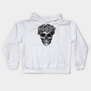 Flower Crown Skull (Black) Kids Hoodie